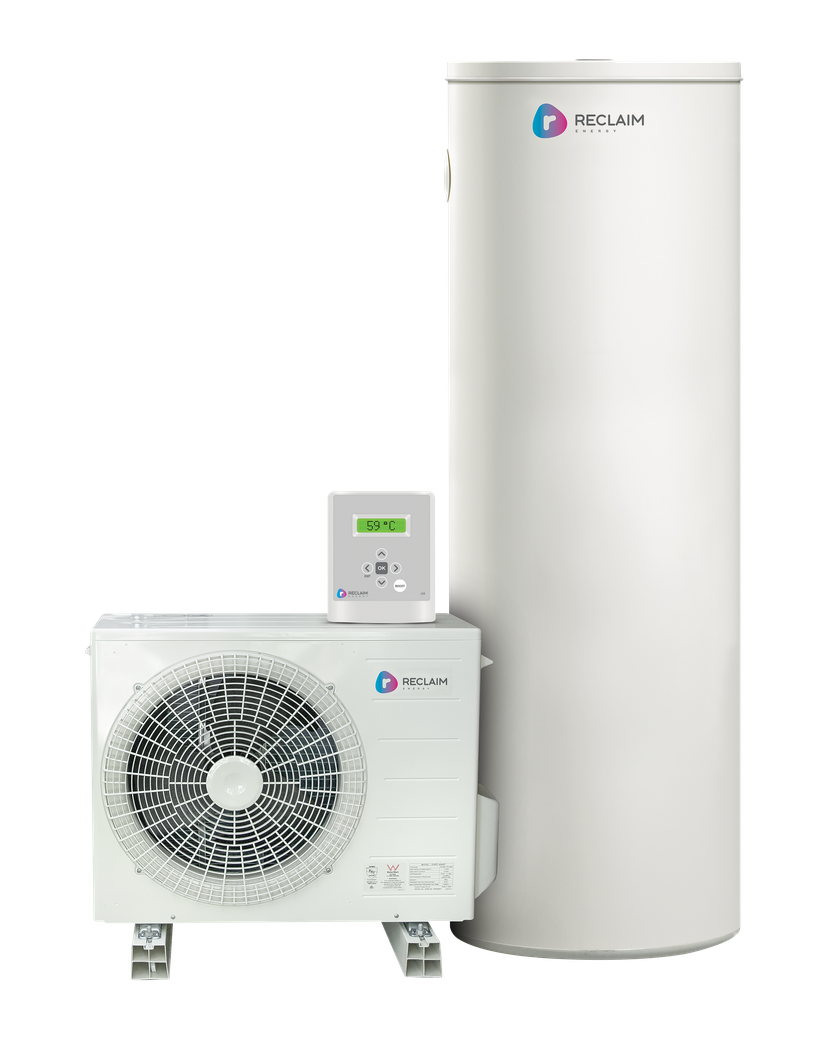 Reclaim CO2 Wi-Fi heat pump with stainless steel tank and controller